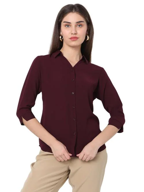 Smarty Pants women's cotton wine color formal shirt.