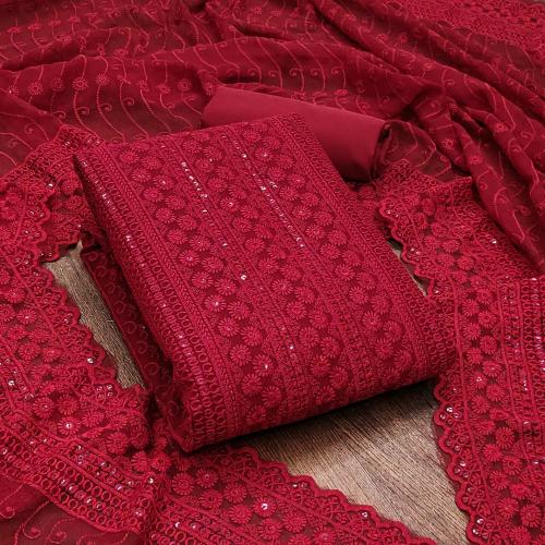 Panzora Georgette Chikankari work Salwar Suit Dress Material