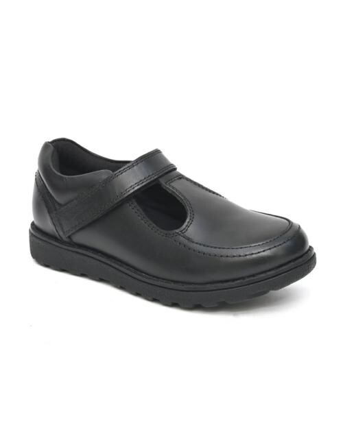 Fresh1947Feet Leather Kids Girls School Shoes (Black)