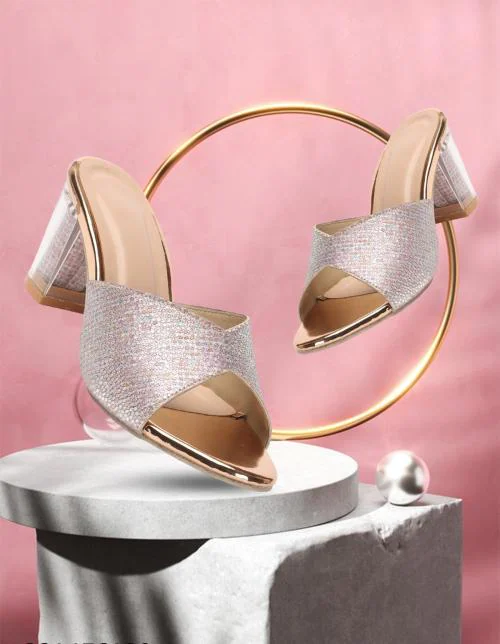 FABYCARRY Fashion Gorgeous Ladies Slippers Casua Block Heel Women Sandals | Sandal For Girls | Women Footwear Glitter Sandal