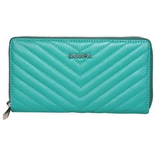 Sassora Genuine Leather Medium Tourqise RFID Protected Women Purse