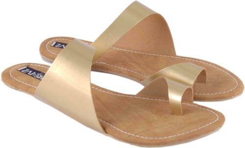 Padmaja Women Casual Flat Sandals (Gold)