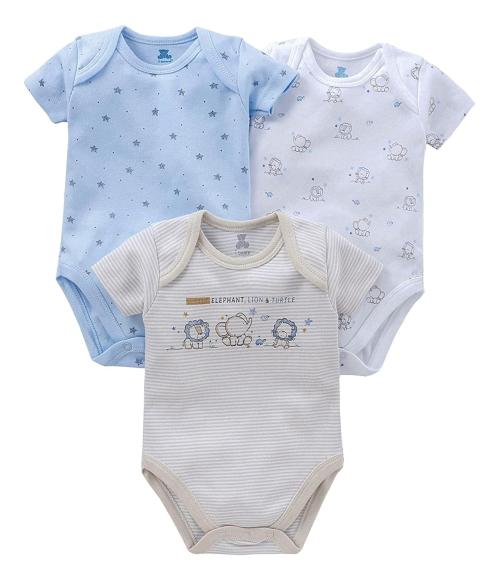 I Bears Half Sleeves Onesies Set Pack of 3, 6-9 Months | Baby Clothes | Baby Boys / Baby Girls | 100% Cotton | Baby Rompers Sets | Infant Clothes | Overalls | Jumpsuits IB6-180