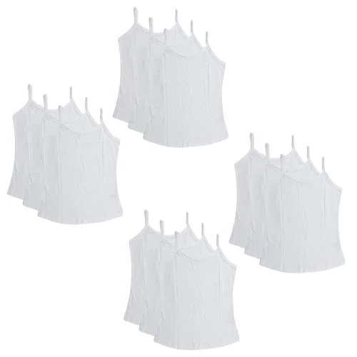 IGNOTO (Pack of 12)(8-9Years) White Super Soft Camisole Slips / Sameez || Comfortable White Sameez for Women & Girls