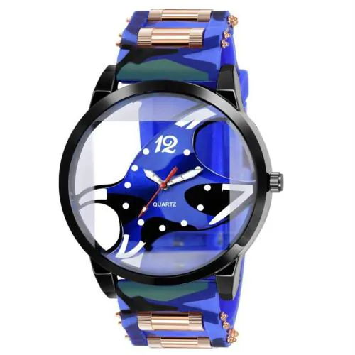 Crispy Digital Blue Dial Blue Strap Watch For Men