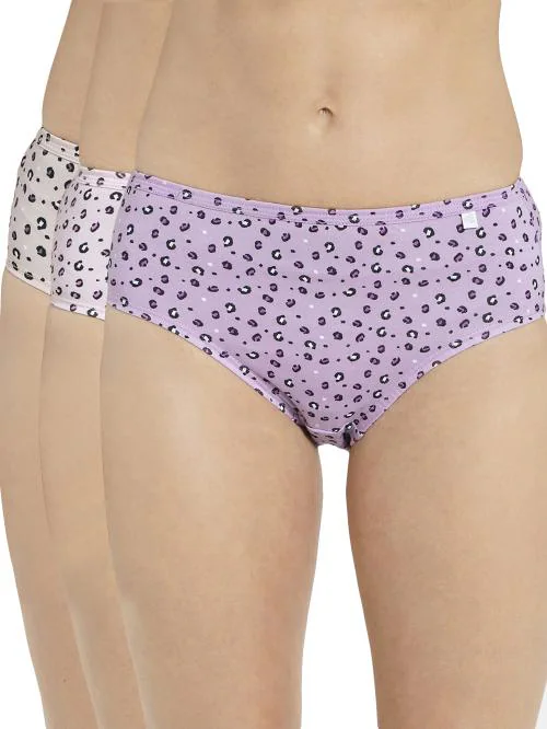 Jockey Style 1406 Women's High Coverage Super Combed Cotton Mid Waist Hipster With Concealed Waistband and StayFresh Treatment - Light Prints(Pack of 3)