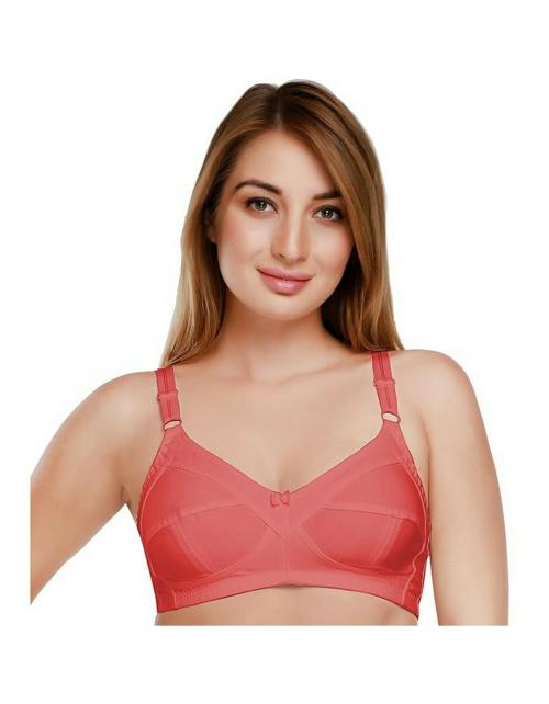 DAISY DEE Women's Cotton Non-Padded Wirefree Seamed Full Coverage Comfortfit Regular Bra - (Carrot, 44B)