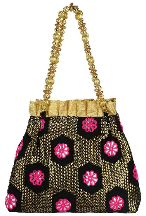 Tooba Handicraft Hexagon Synthetic Women Designer Clutch Bag With Chain Strap