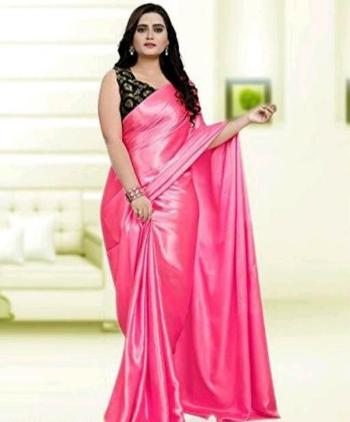Arpita Fashion Women Pink Satin Saree