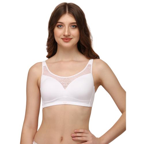 SOIE- White Full coverage Padded Non wired Bra-White-30B