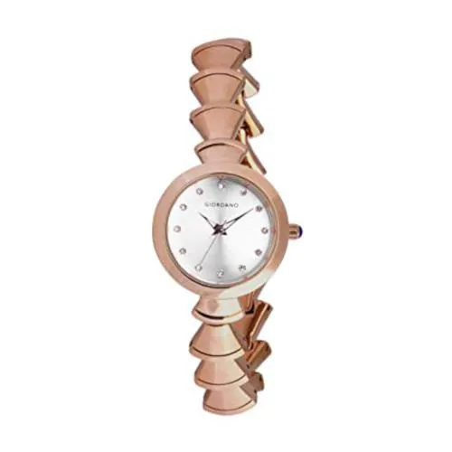 Giordano Analog Silver Dial Gold Strap Watch For Women