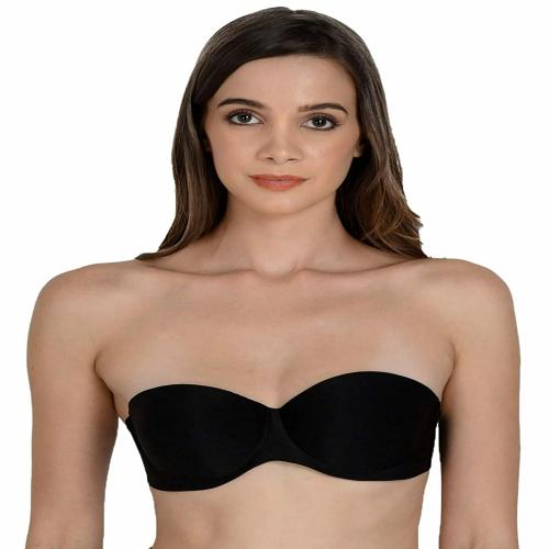 F.Fashiol.com Women's Silicon Bra with Transparent Backless Strap Full Figure Bra (Color-Black, Size-32)