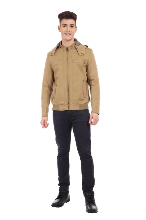 YOUNG CLUB CLASSIC Men's Solid Regular Fit Winter Jacket-Camel