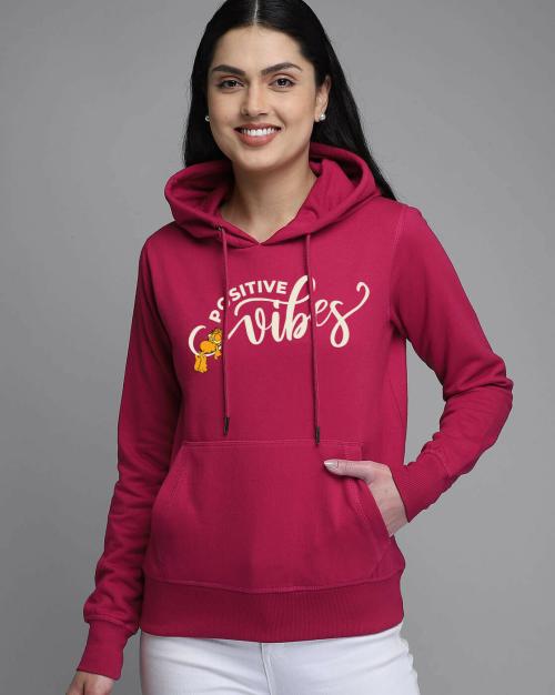 Free Authority Garfield Printed Red Sweatshirt For Women