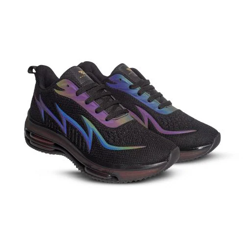 Westcode Big Bull High Comfort & Light Weight Sports Running Shoes with Knitted Fabric Upper & TPU Outsole, Running/Walking Sports Shoes for Men & Women (Black, Size 8)