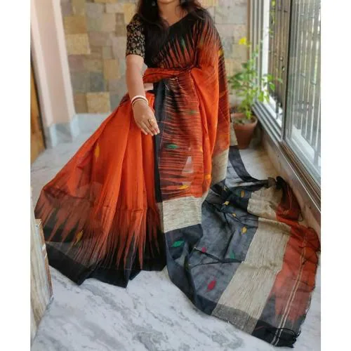 Grubstaker Red Mysore Silk Kalamkari Saree