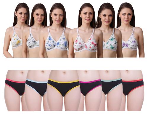 FLANKER Women Lingerie Set | Bra Panty Set | Women Undergarments | ( Pack of 12 )-FLN-RSE-BCK