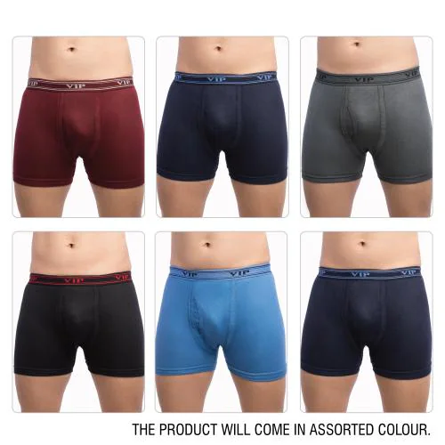 VIP Men's Assorted Ultima Plain Cotton Pack of 6 Trunk