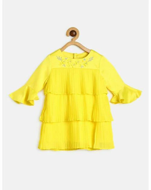 MINI KLUB Baby Girls Yellow Cotton Dress
