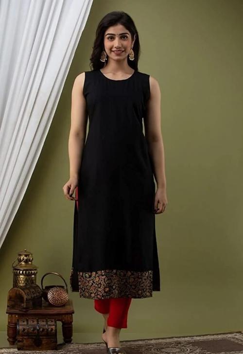 Brask India Kurti with Jacket for Women and Girls Printed Rayon