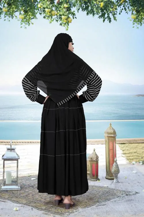 BHUMIFAB Latest designer abaya for women Crepe Burqa With Hijab MulticolurBlack