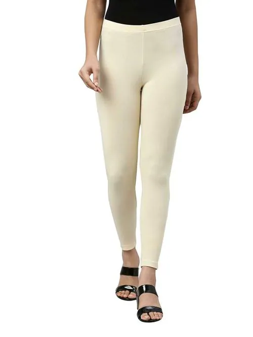 Go Colors Women Beige Solid Stretch Leggings