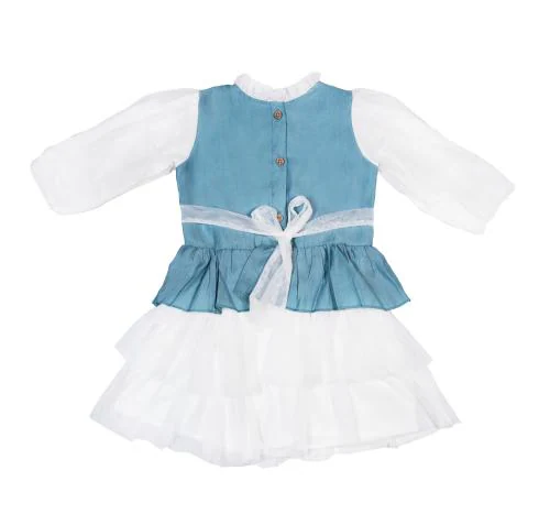 MAMAYA - Girls western style Frock- Light Blue-6M