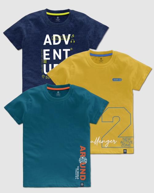 CODEZ Stylish 100% Cotton Graphic Printed tshirts for Boys | Pack of 3 | Multicolor2 | 9-10 Y