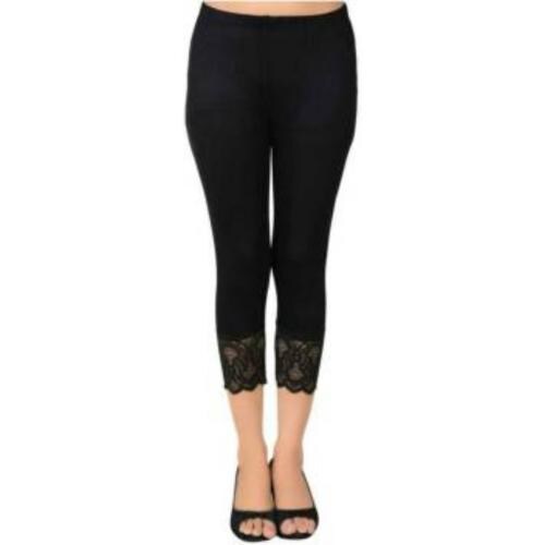 Buy PI World Women's Viscose Fabric Botton Lace Capri 3/4 Legging