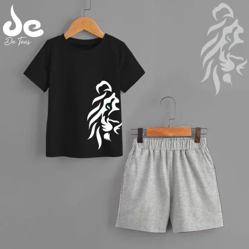 DE TEES BOYS PRINTED HALF SLEEVE TSHIRT AND SHORTS 160GSM