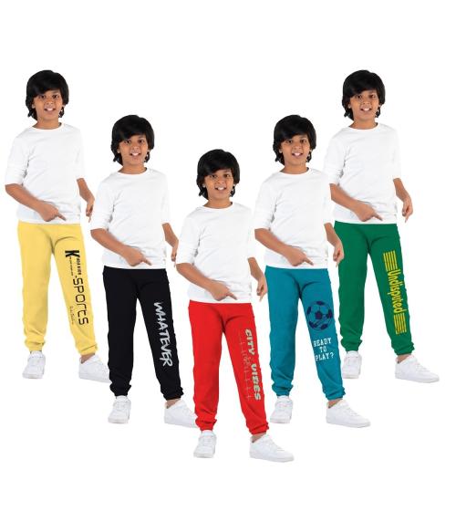 KYDA KIDS Boys Multicolor1 100% Cotton Printed Pack of 5 Track Pants