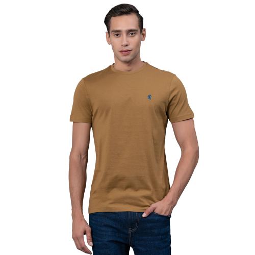 Red Tape Light Camel Solid Pure Cotton Men's T-Shirt
