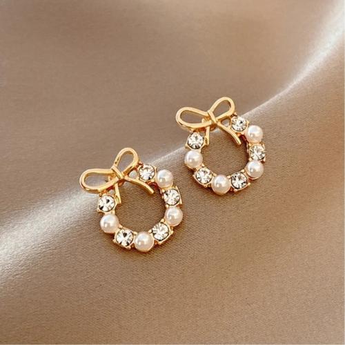 AJS Premium Golden Earrings Crystal Steel Stud Earring For Women & Girls Earrings For Any Occasion