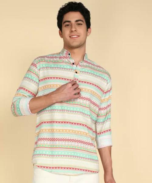 PRIMEFIELD Fashion Shirt for Men | Tropical Printed Shirts for Men | Preppy Short Sleeves | Spread Collared Neck | Perfect for Outing | Beach | Camp Wear Shirt for Boys Lycra Blend Shirt | Plus Size S to XXL