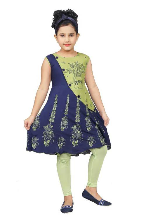 Burbn girls navy kurti leggings set