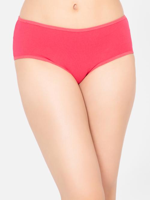 Clovia Pink Solid Cotton Hipster Panty