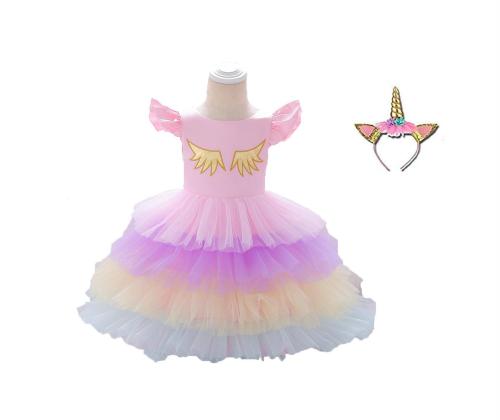 Fancydresswale Girls Pink Polyester, Cotton Unicorn Costume Unicorn Party Dresses Princess Costumes (3 Years-4 Years)
