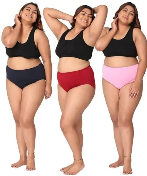 Kritziee Women's Big Size Panties | Sizes from Small to 10XL and Jumbo | Super Soft and Comfortable Cotton Ladies Panties | Multicolor | Pack of 3