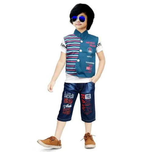 Sagun Dresses Baby Boys Light Blue 3 Piece - Coat, Pant And T Shirt Party Suit Clothing Set (6-12 M)|Kids Wear| 3 Piece Set| Kids Party Wear| Boys Casual Wear|Clothing Accessories|Boys|Clothing Sets|Coat| Pant And T Shirt Party Suit Clothing Set|