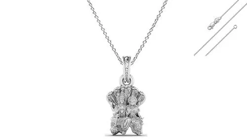 A Akshat Sapphire Pure Silver God Vishnu Laxmi Pendant With Chain Suitable For Womens