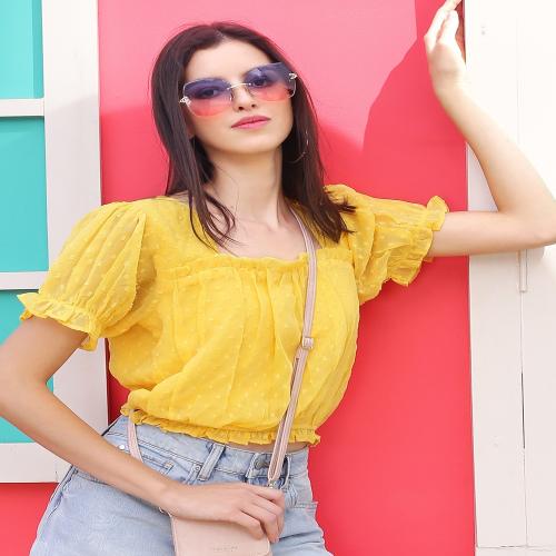 Sera Solid Short Sleeves Crop Tops