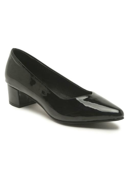 Flat n Heels Black Block Heel Shoes for Women
