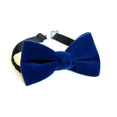 FOBHIYA Men's Regular Shape Velvet Bow Tie in Royal Blue Color