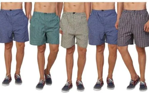 Ecozias Men's Cotton Checkered Printed Boxers, Shorts Multi Color, pack of 5 (XXL)