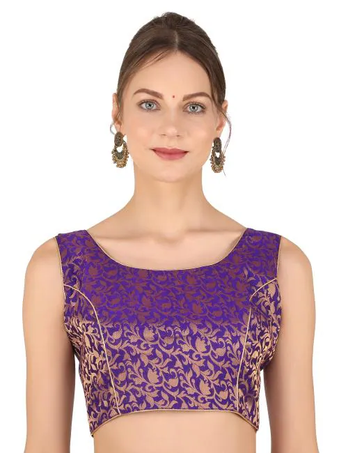 ND & R Womens Readymade Sleeveless Saree Blouse ( Choli ) Color Purple