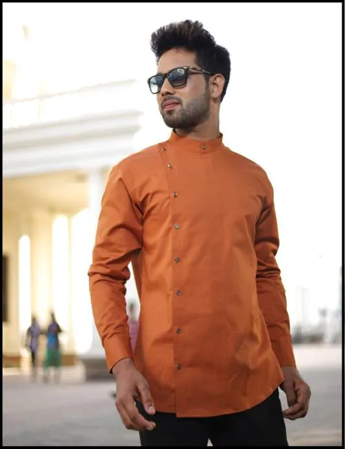 MAGNUM OPUS Mens orange Party wear shirt