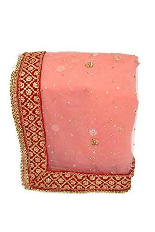 Wedding & Bridal Dupatta Store Women Peach Embroidered Dupatta