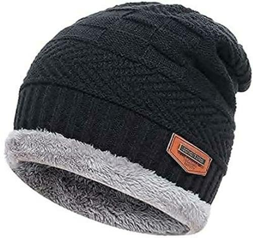 ALMOS Unisex Black Woven Wool Beanie (Free Size)