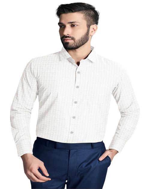 GESSATI Stylish Comfortable Slim Fit Formal Checks Shirts for Men- Orange