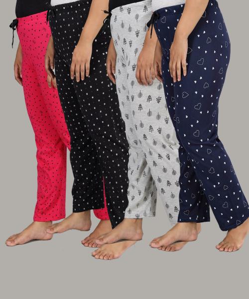 Christy World Women Multicolor Printed Pack of 4 Pyjamas